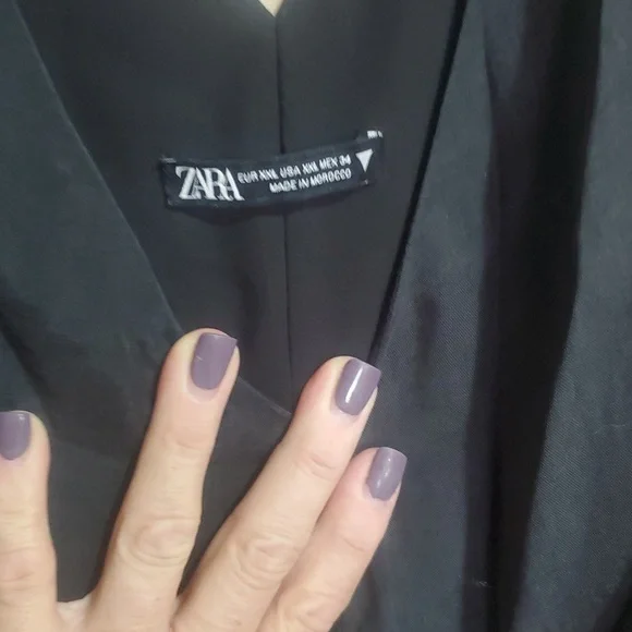 Zara Black V-Neck LINED Dress Size XXL - Picture 2 of 5